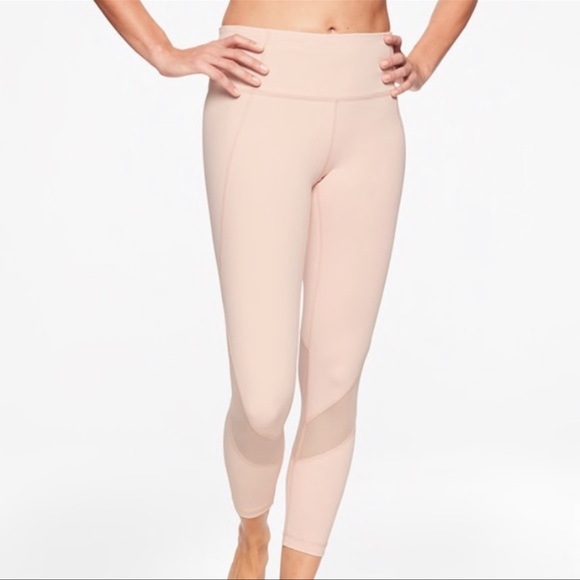 Athleta Light Pink Mesh 7/8 Leggings - Picture 1 of 4